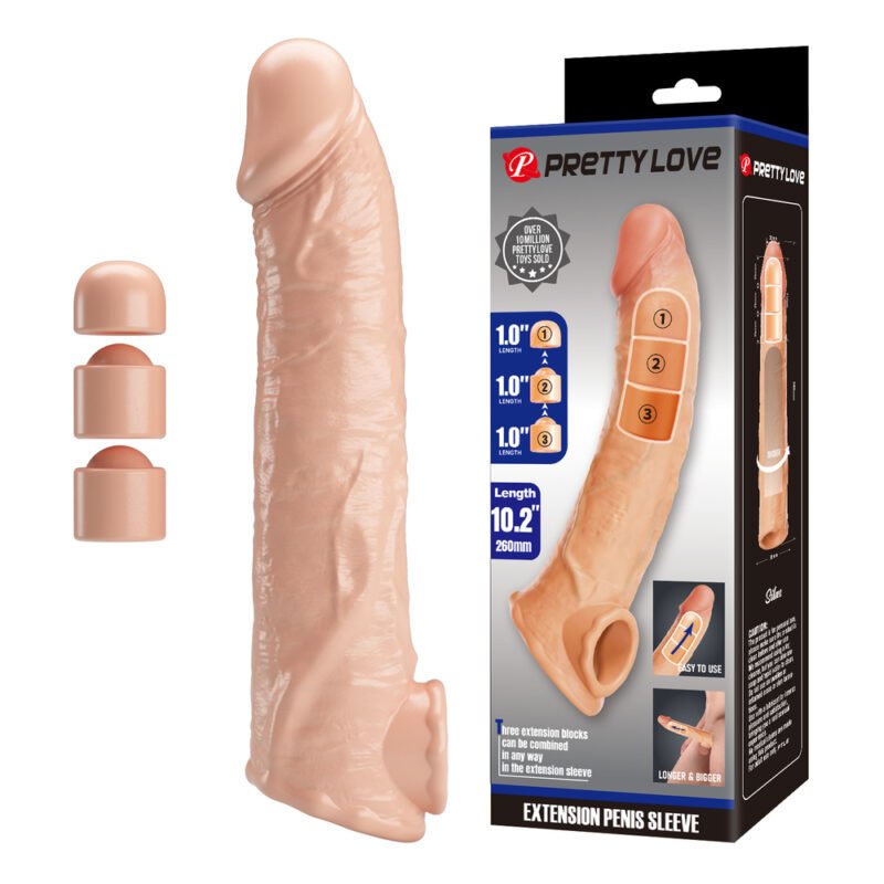 Prettylove 10.2" Penis Sleeve With Insert Pack BI-026279