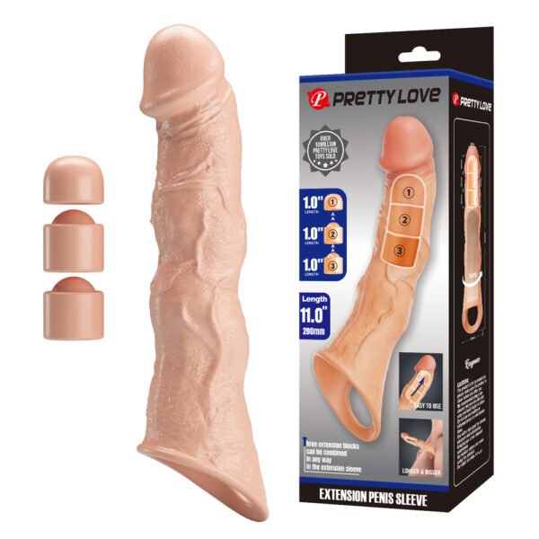 Prettylove 11" Penis Sleeve With Blocks BI-026280