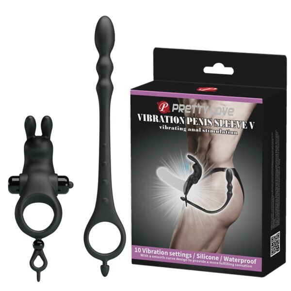 Rabbit Cock Ring With Anal Beads