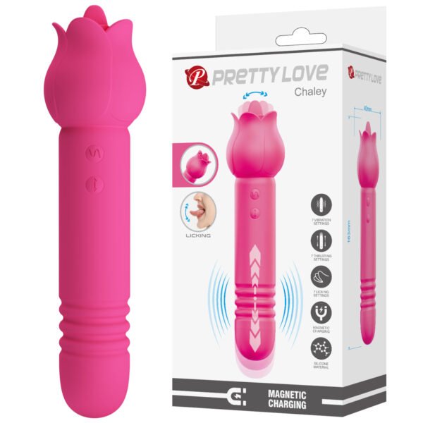 Prettylove Double End Thrusting Licking Rose Vibrator BW-055024