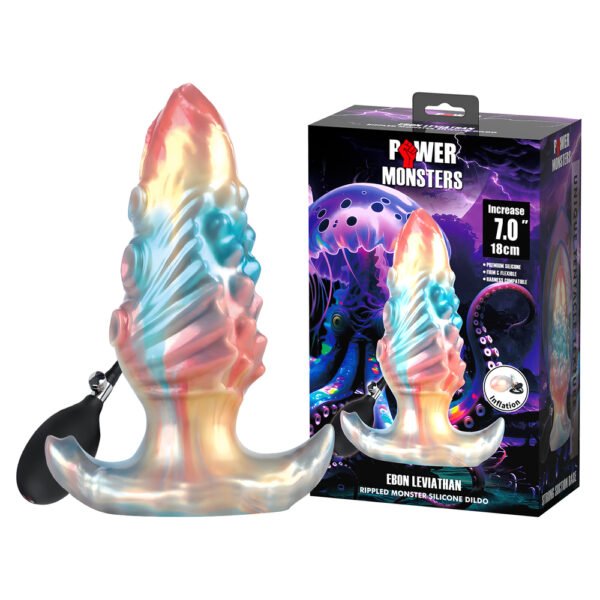 Power 7.0 inch Inflatable Studded Anal Plug - Ebon Leviathan