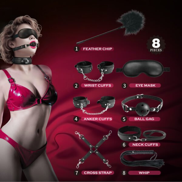 8pcs Leather Bondage Kits SM-BL005H
